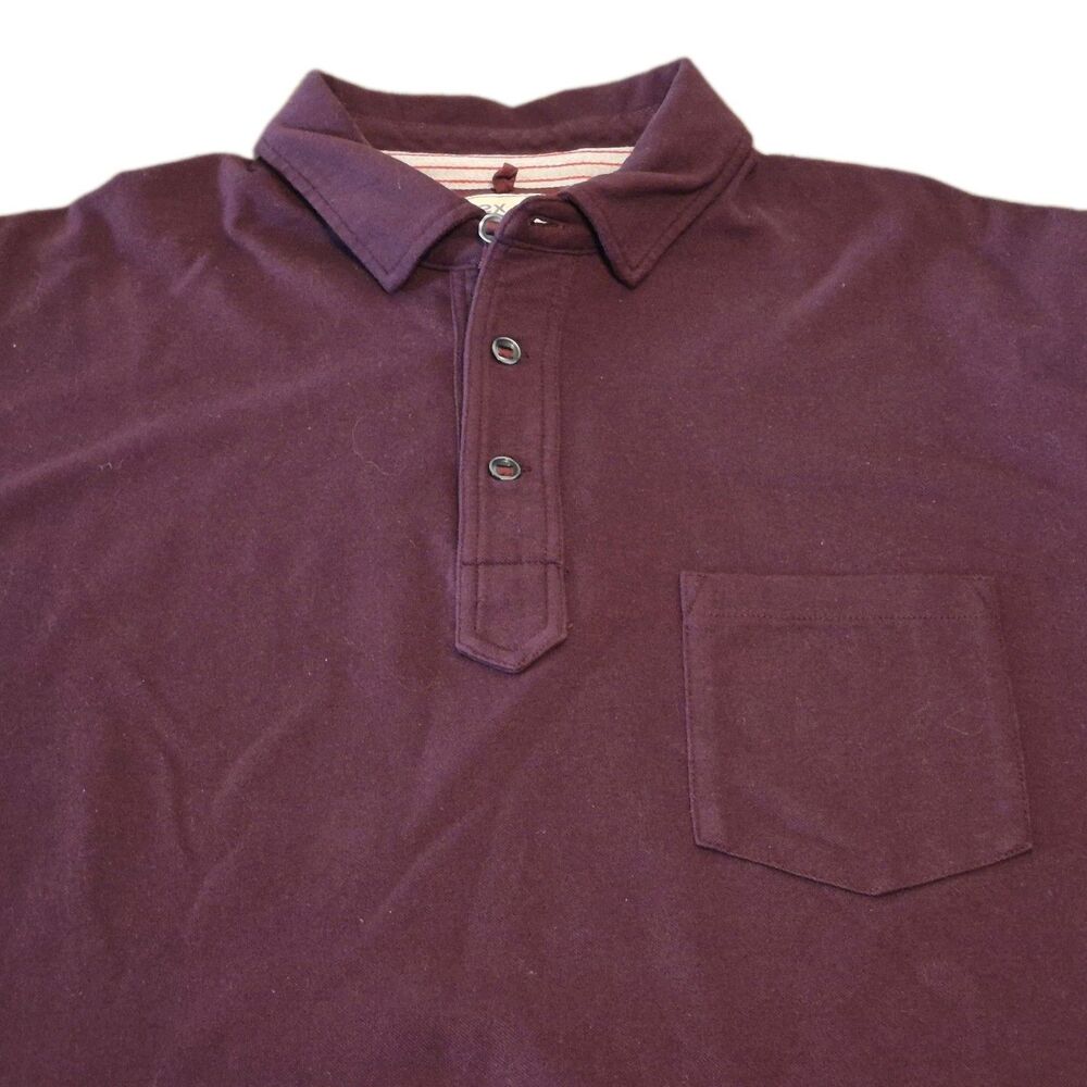Relwen Polo Men Size 2XL Burgundy Thick Pique Short Sleeve Shirt Pocket Button